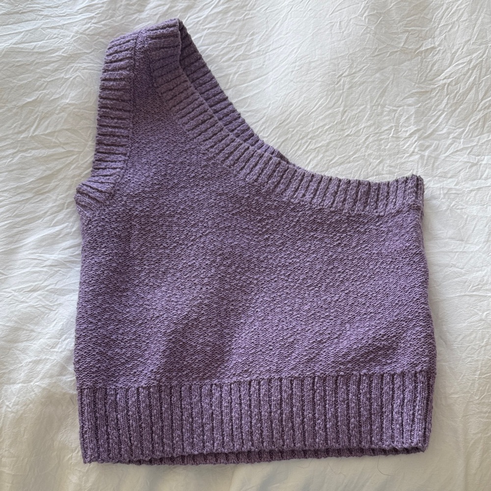 Madewell Purple One-Shoulder Knit Top